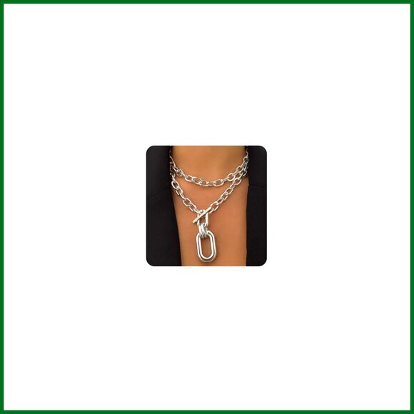 Jewelry - Chunky Chain Link Choker Necklace with Toggle Clasp
